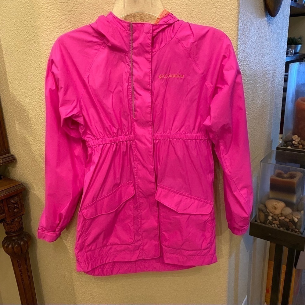 COLUMBIA Girls Pink Lightweight Hoodie Jacket-M